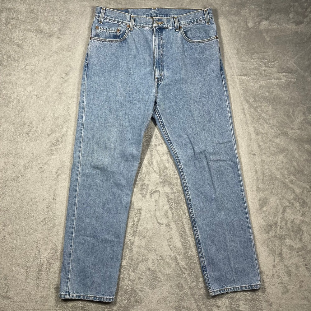Levi's 505 Jeans Mens Regular Fit 38(35)x32 Light‎ Blue Wash Straight Leg Y2K